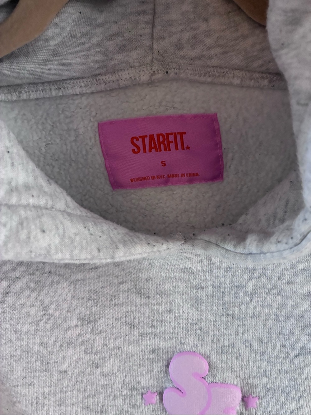 Starfit Girls' Light Gray Hoodie with Pink Logo - Cozy Pullover Sweatshirt